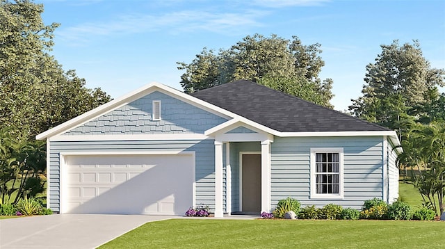 view of front of house with a garage and a front yard