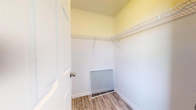 walk in closet featuring hardwood / wood-style flooring