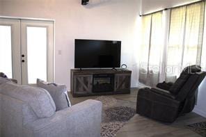 living room with french doors