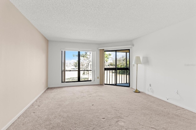 spare room with carpet flooring and a textured ceiling