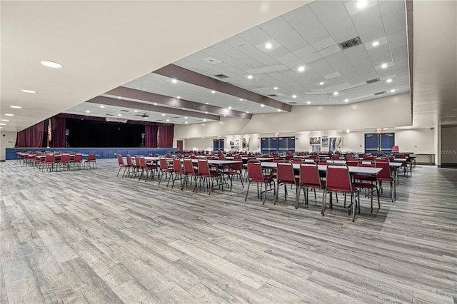 dining area featuring light wood-type flooring