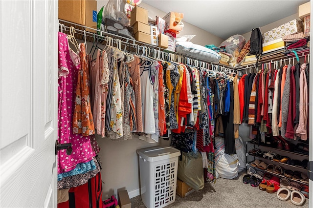 spacious closet with carpet flooring