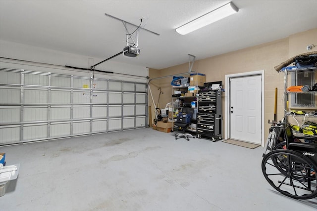 garage with a garage door opener