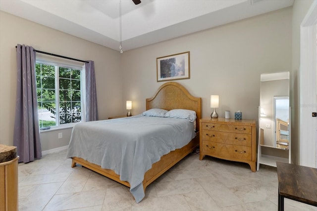 bedroom featuring ceiling fan