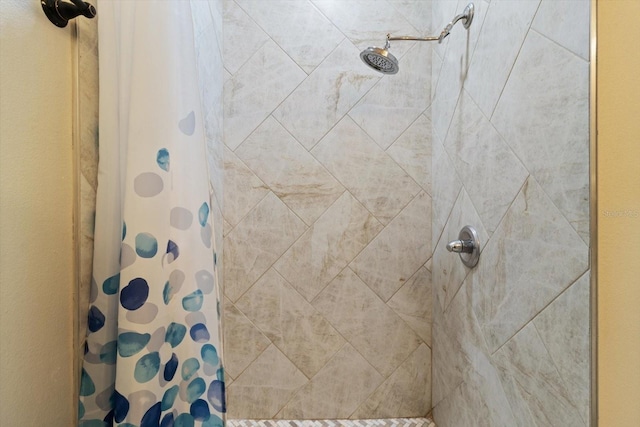 bathroom with a shower with curtain