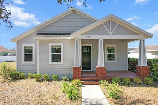 view of front facade featuring covered porch