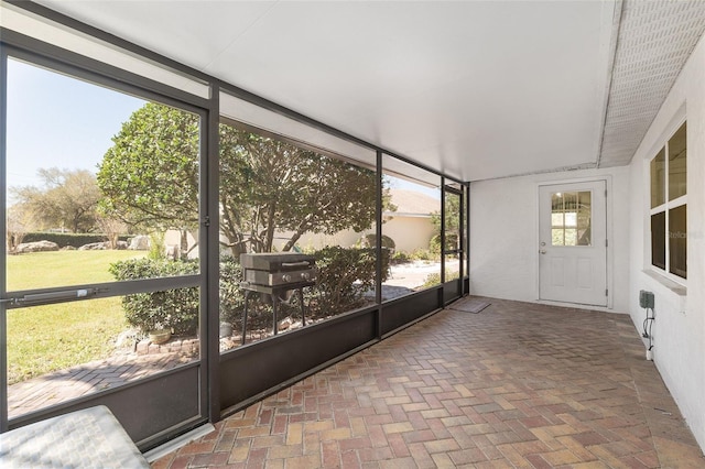 view of unfurnished sunroom
