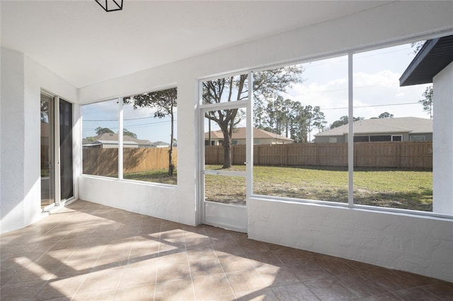 view of unfurnished sunroom