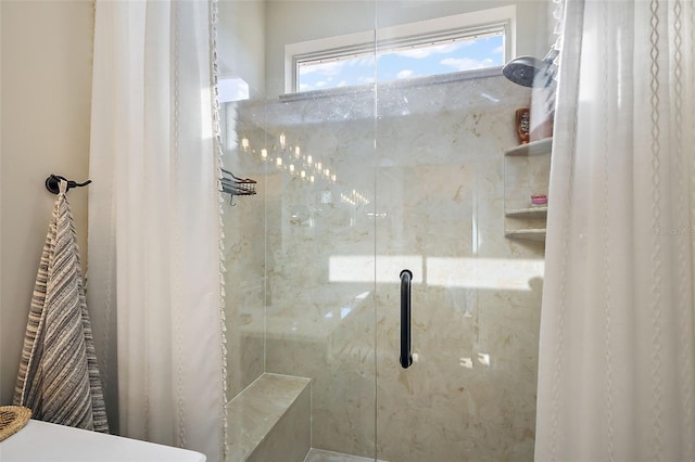 bathroom featuring walk in shower