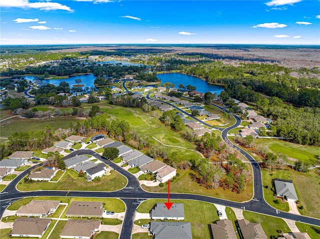 bird's eye view featuring a water view