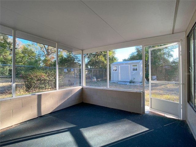 view of unfurnished sunroom