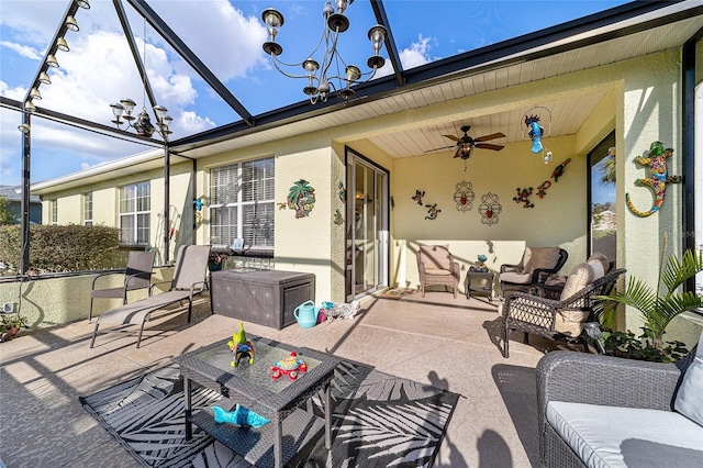 view of patio / terrace with outdoor lounge area and ceiling fan