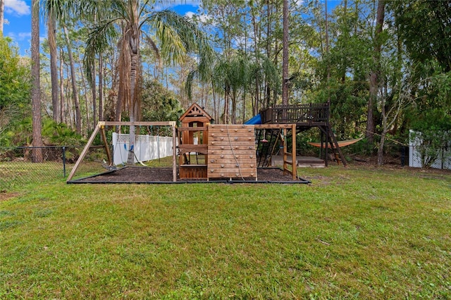 view of yard with a playground