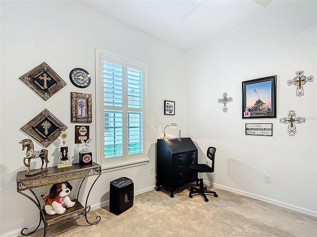 view of carpeted office space