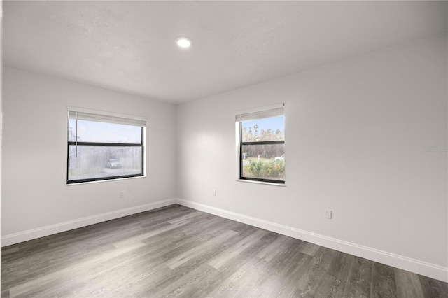 empty room with hardwood / wood-style flooring and plenty of natural light