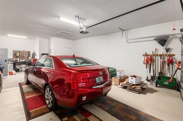 garage with a garage door opener