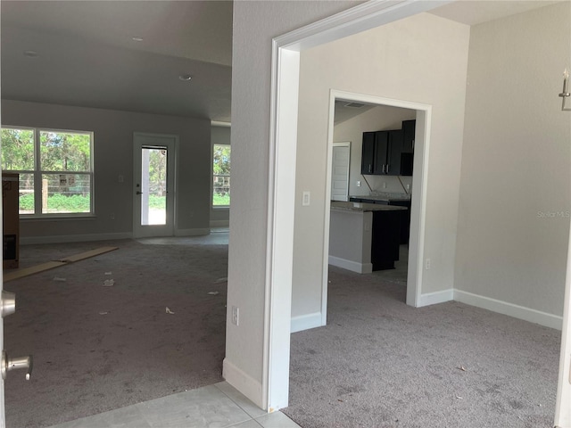 view of carpeted foyer