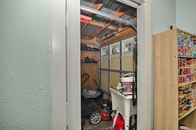 storage featuring a garage