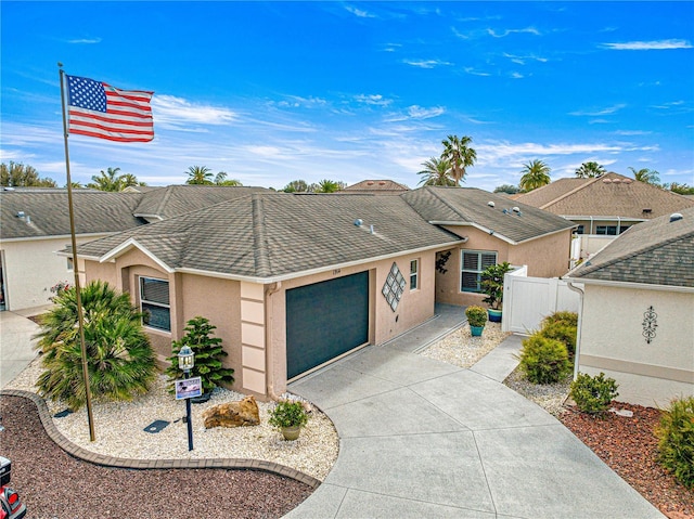 single story home with a garage