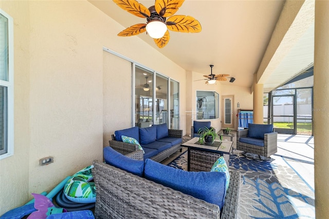 view of patio / terrace featuring an outdoor hangout area and ceiling fan