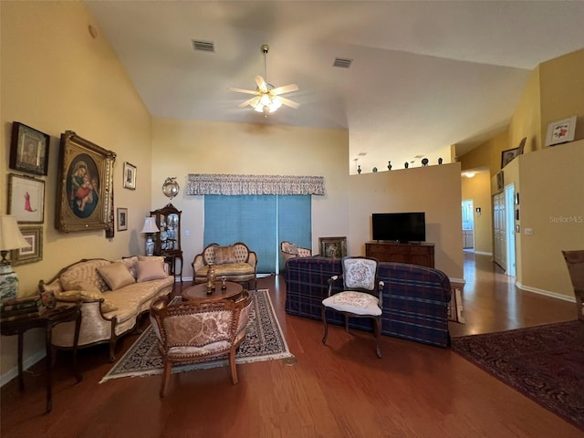 5500 NW 23rd Pl, Ocala, FL 34482 - living area with a ceiling fan, baseboards, visible vents, and wood finished floors