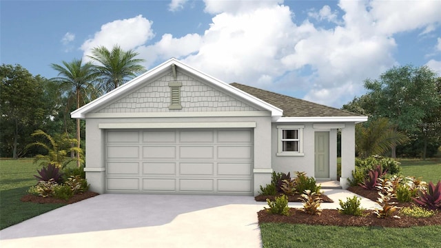 view of front facade with a garage and a front yard