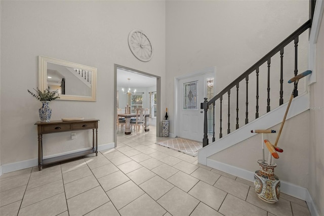 4161 NE 185th Ave, Williston, FL 32696 - tiled entrance foyer featuring a chandelier and a high ceiling