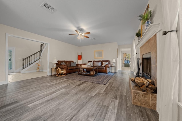 4161 NE 185th Ave, Williston, FL 32696 - living room featuring hardwood / wood-style floors and ceiling fan