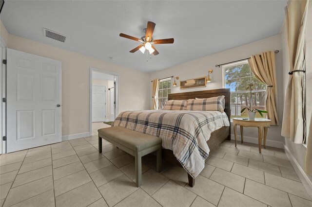 4161 NE 185th Ave, Williston, FL 32696 - tiled bedroom with ceiling fan and multiple windows