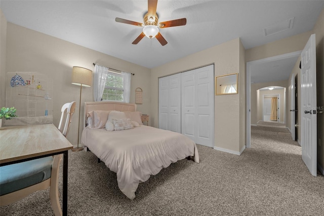 4161 NE 185th Ave, Williston, FL 32696 - carpeted bedroom featuring ceiling fan and a closet