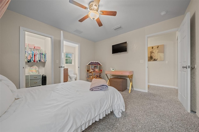 4161 NE 185th Ave, Williston, FL 32696 - bedroom with ensuite bathroom, ceiling fan, and carpet