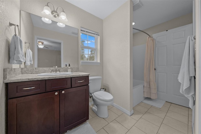 4161 NE 185th Ave, Williston, FL 32696 - full bathroom featuring tile patterned flooring, vanity, shower / bath combination with curtain, and toilet