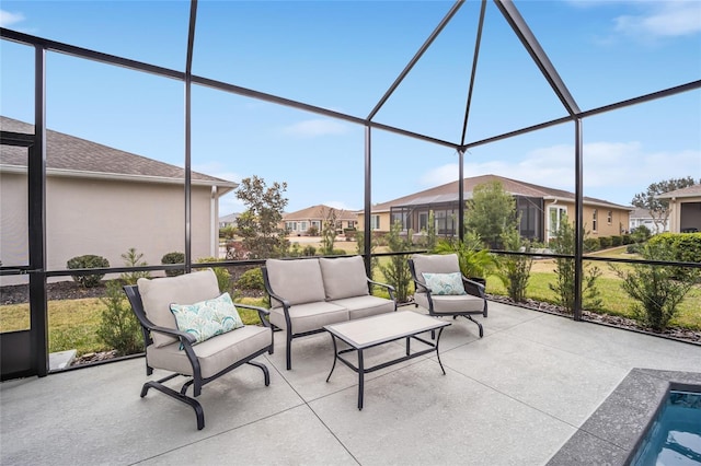 sunroom / solarium with a residential view