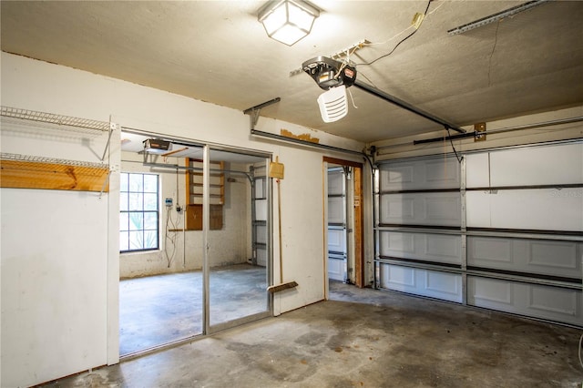 garage with a garage door opener