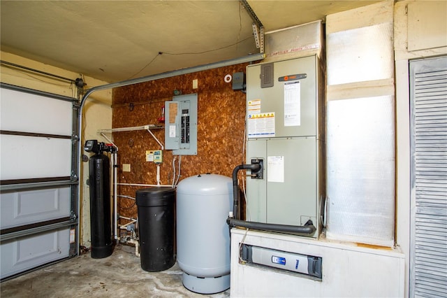 utility room with a garage and electric panel