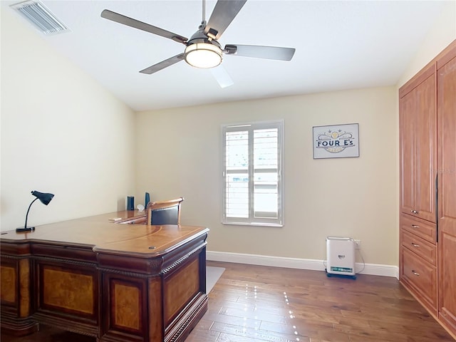 7688 SE 135th St, Summerfield, FL 34491 - office featuring dark wood-type flooring and ceiling fan
