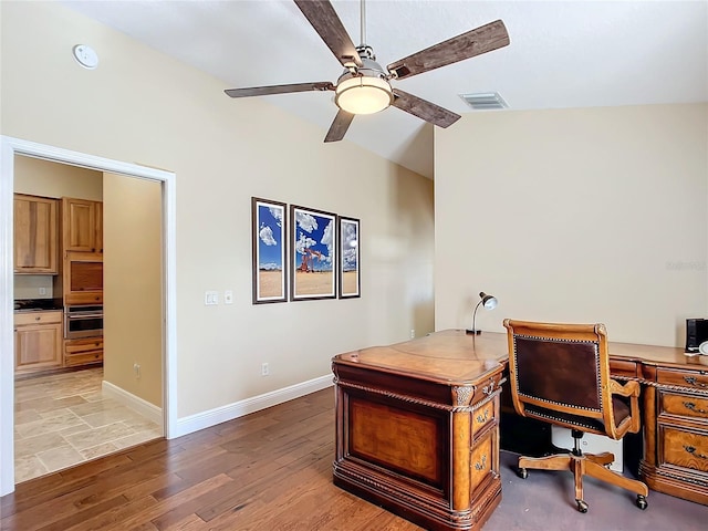 7688 SE 135th St, Summerfield, FL 34491 - office area featuring hardwood / wood-style flooring and ceiling fan