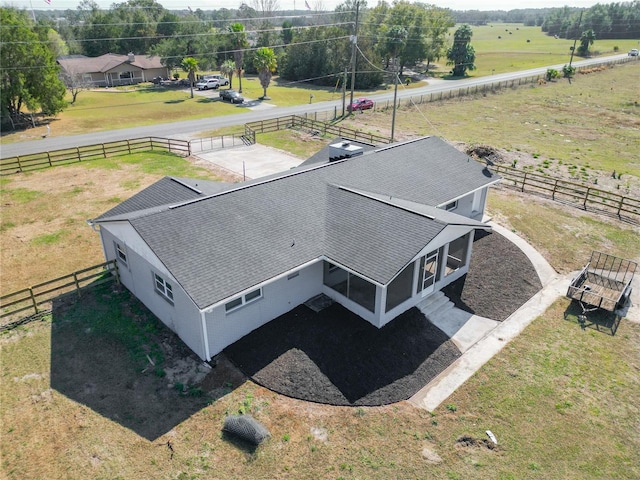 aerial view featuring a rural view