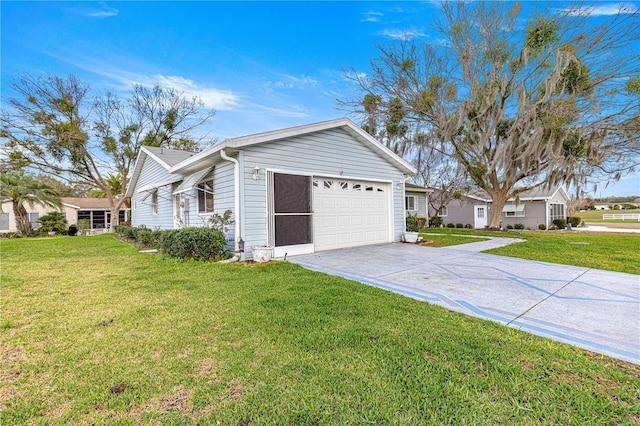 view of home's exterior featuring a yard and a garage