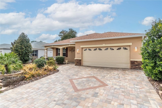 view of front of house with a garage