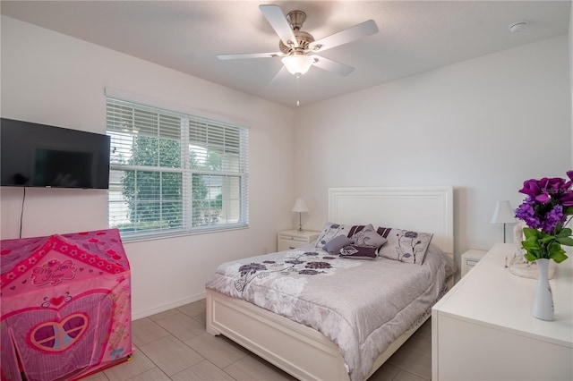 bedroom featuring ceiling fan