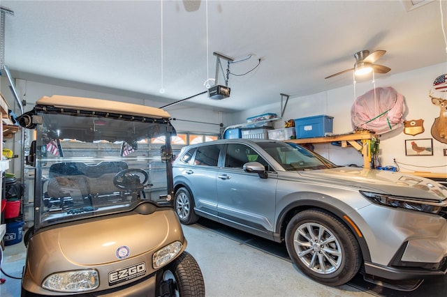 garage with a garage door opener