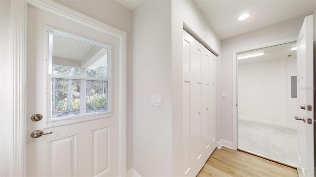 doorway featuring light hardwood / wood-style floors