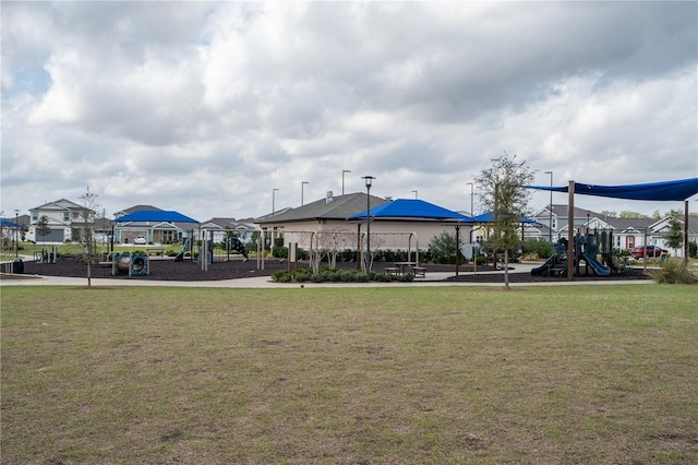 view of play area with a lawn