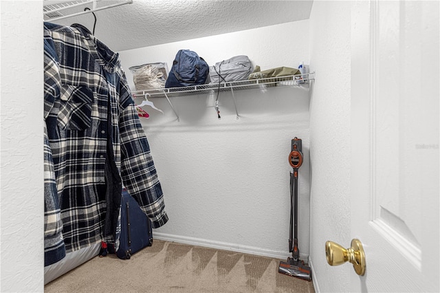 walk in closet with carpet