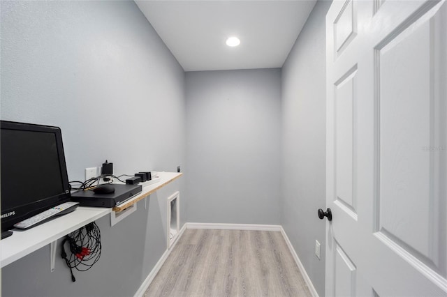 office area featuring light hardwood / wood-style flooring