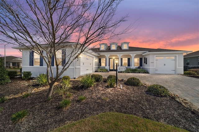 view of front of house with a garage