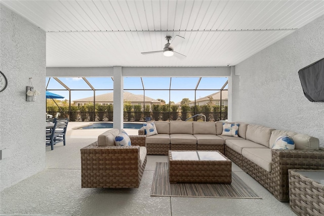 interior space featuring a wealth of natural light and ceiling fan