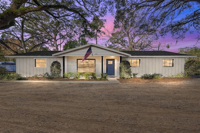 view of single story home