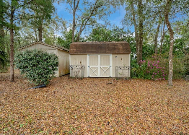 view of shed